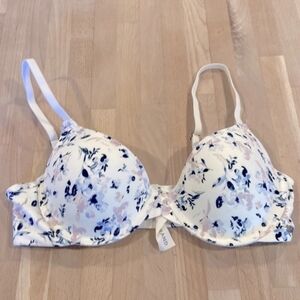 NWOT Lucky Brand Underwire, Lightly Padded Clasp Bra. White/floral. 36B